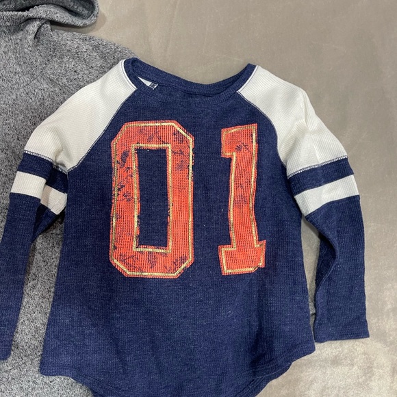 Old Navy Gray Hoodie and Blue Top with Orange Print - Picture 2 of 10